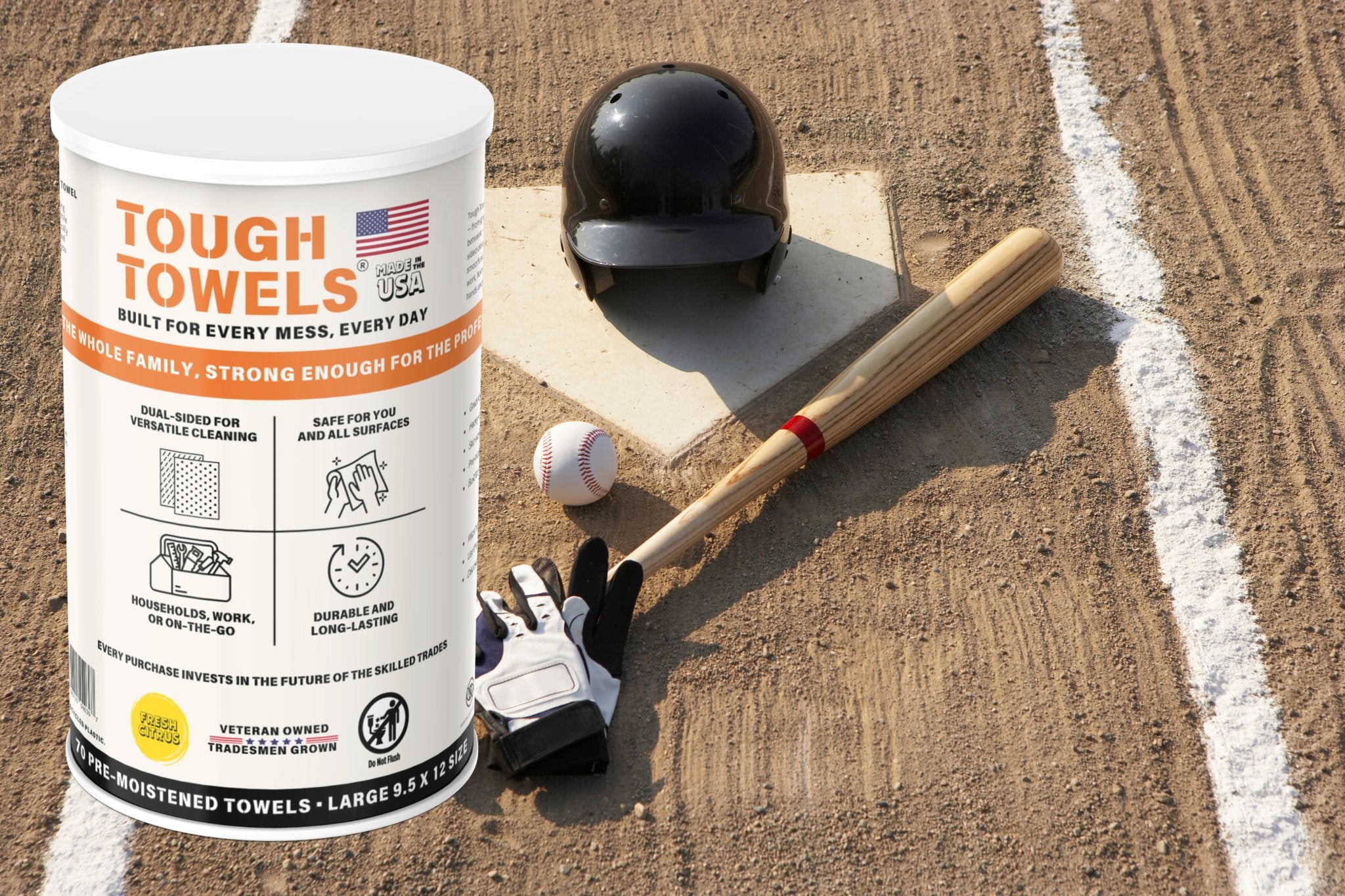 Tough Towels – Dual - Sided Cleaning Towels for Dirt, Grease, Oil, and Spills, Safe for Hands & Surfaces, Built for On and Off the Field - Labor Labs